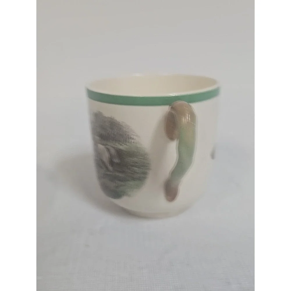 Copeland Spode England Herring‎ Hunt Green #4 Footed Demitasse Cup and #2 Saucer